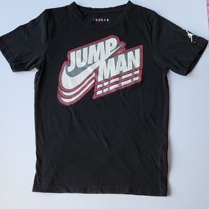 Nike Air Jordan Jumpman Tee in Black With White And Red Raised Graphic Logo